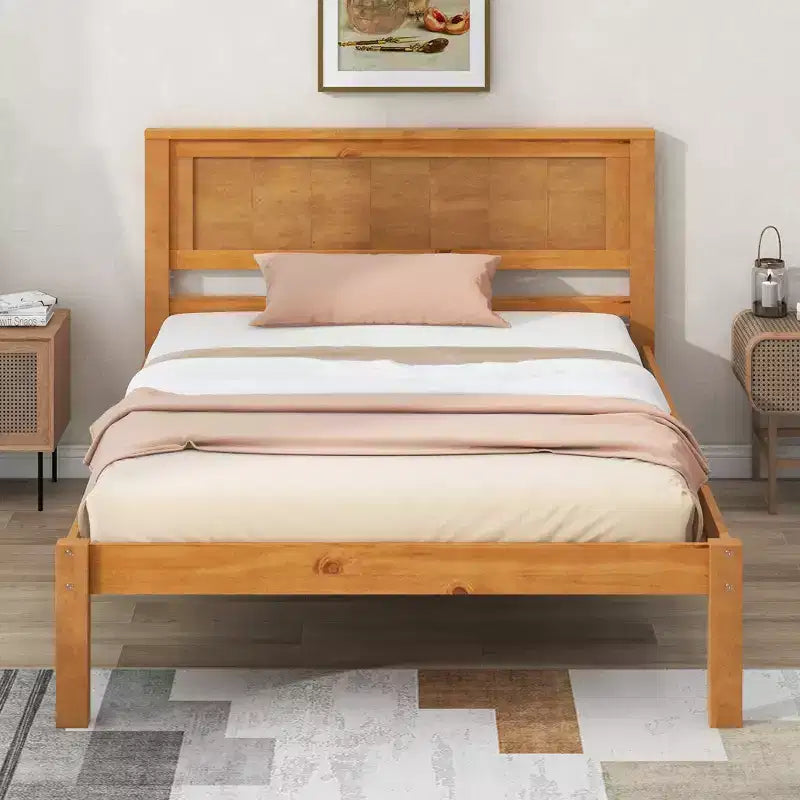 Lit plateforme en bois moderne et simple avec tête de lit