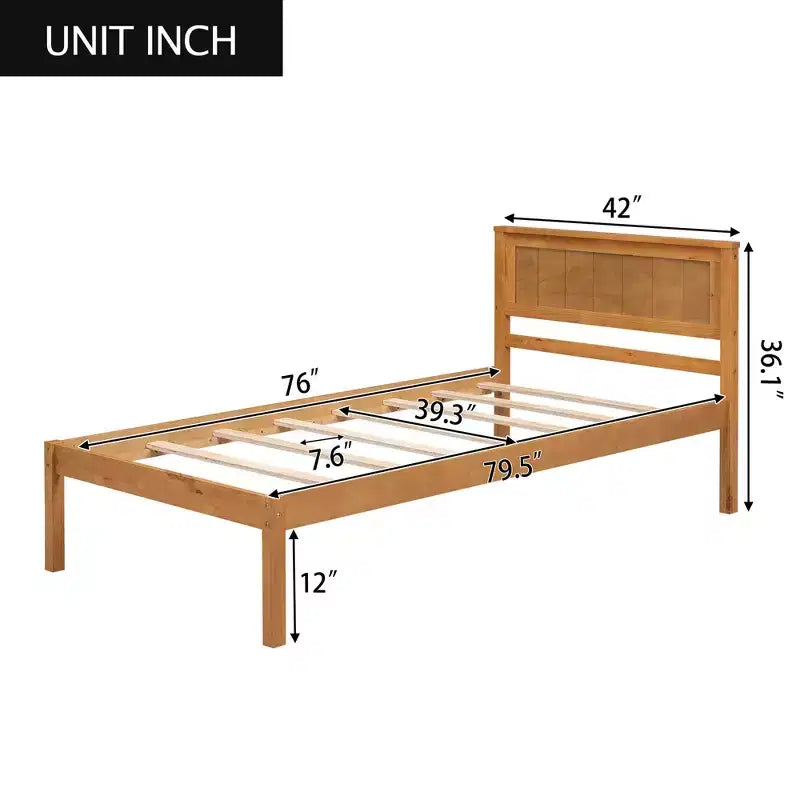 Lit plateforme en bois moderne et simple avec tête de lit