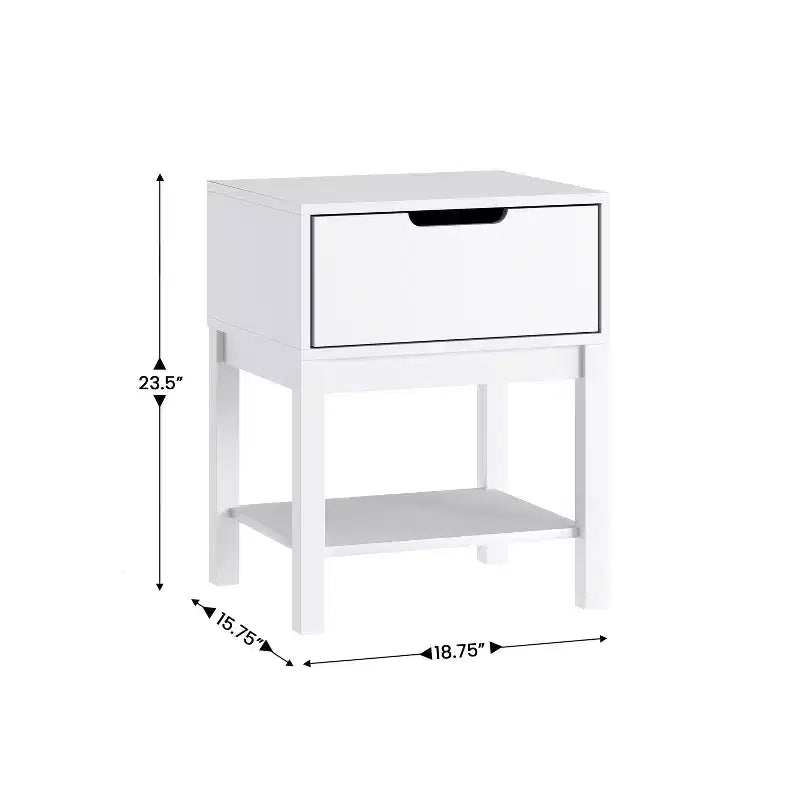 Table de chevet en bois, table d'appoint de chambre avec tiroir de rangement et étagère pour enfants