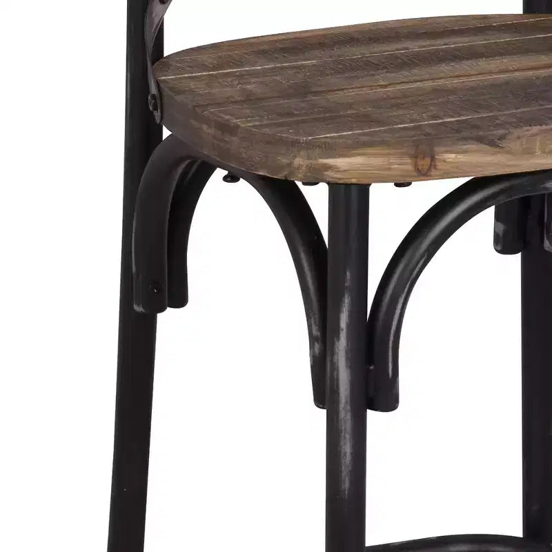 Tabouret de bar en métal et bois Simple Relax avec dossier en X