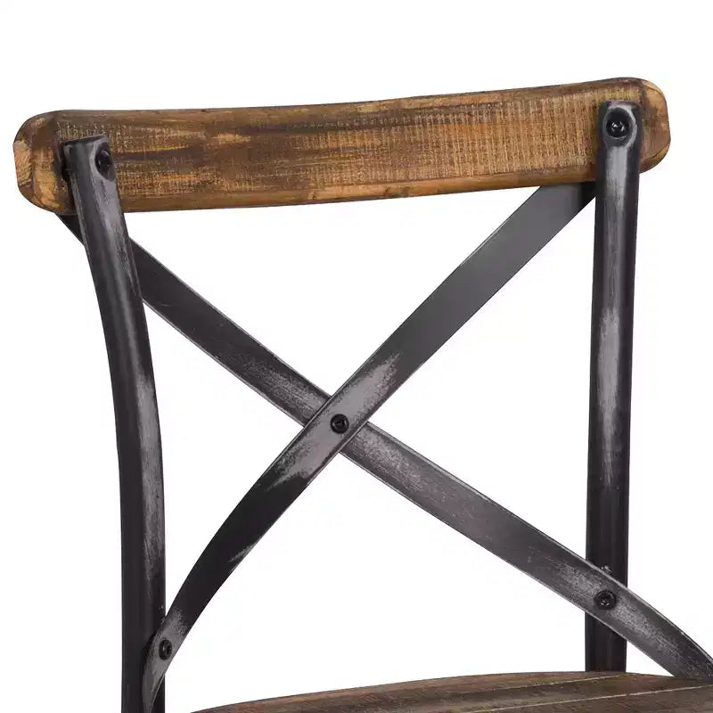 Tabouret de bar en métal et bois Simple Relax avec dossier en X