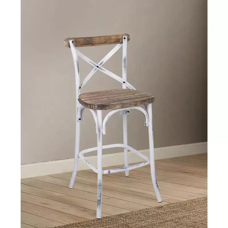 Tabouret de bar en métal et bois Simple Relax avec dossier en X