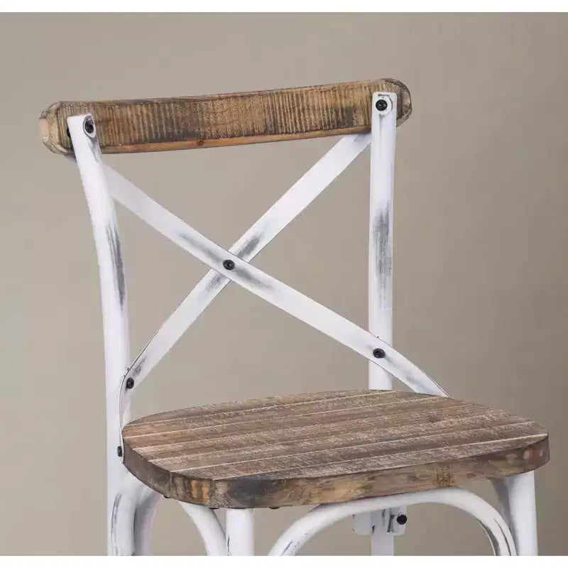 Tabouret de bar en métal et bois Simple Relax avec dossier en X