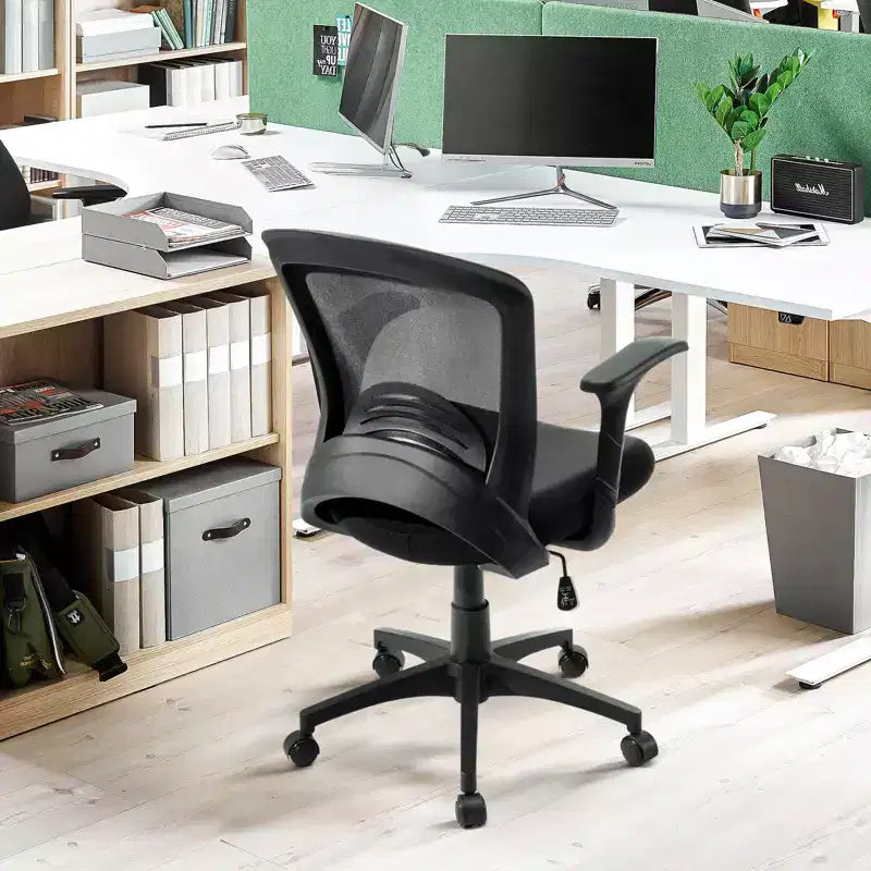 Chaise de bureau ergonomique en maille avec dossier en S, support lombaire, hauteur réglable, capacité de 150 kg