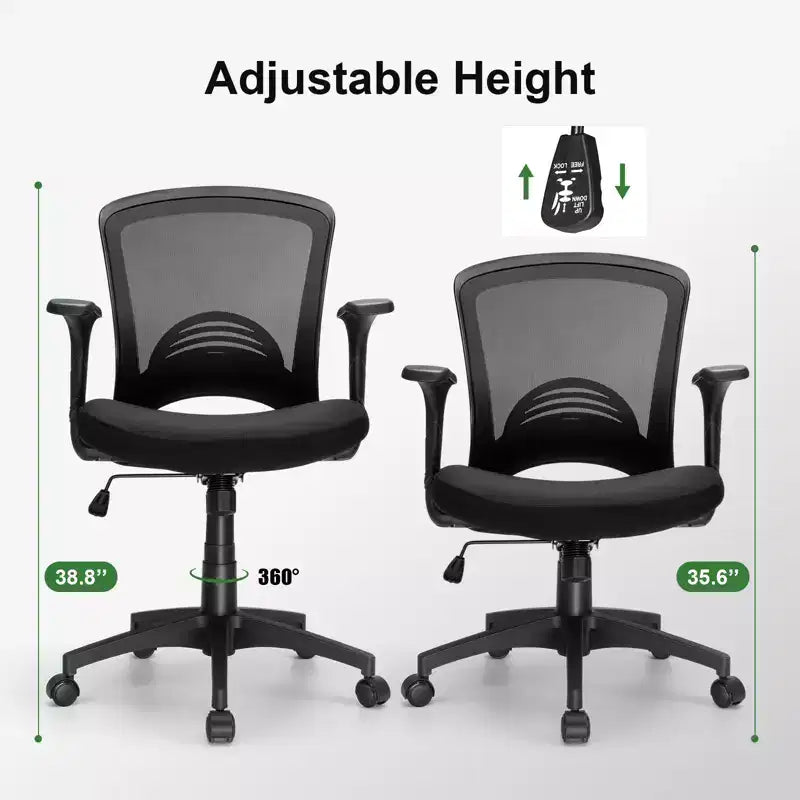 Chaise de bureau ergonomique en maille avec dossier en S, support lombaire, hauteur réglable, capacité de 150 kg