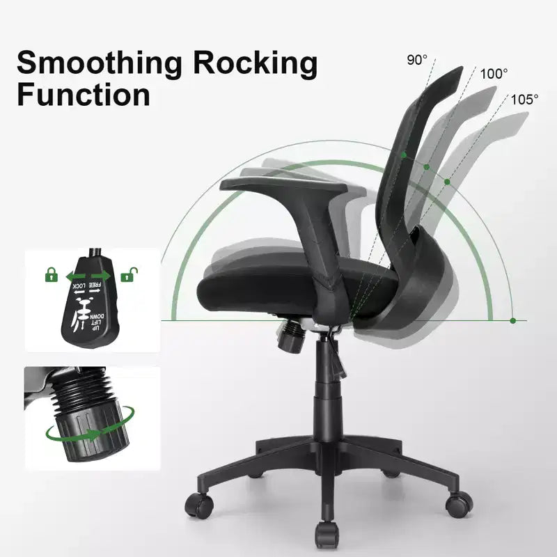 Chaise de bureau ergonomique en maille avec dossier en S, support lombaire, hauteur réglable, capacité de 150 kg