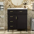 30-Inch Bathroom Storage Cabinet Featuring a Ceramic Sink and a Built-In Adjustable Shelf