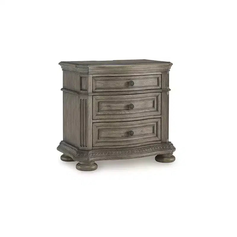 Signature Design by Ashley Ardenfield Three Drawer Night Stand with USB Ports, Light Brown