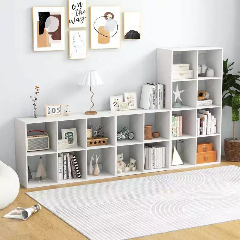 Étagère ouverte à 4/6/8/9 cubes avec kits anti-basculement, étagère de rangement de style moderne pour le bureau à domicile