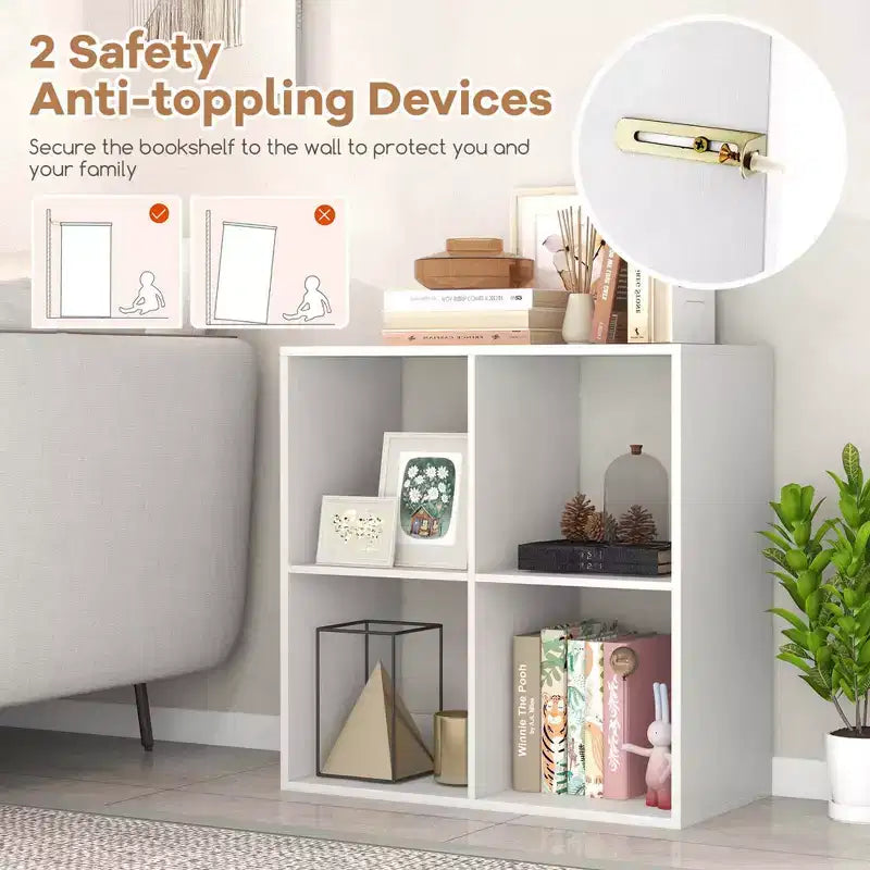 Étagère ouverte à 4/6/8/9 cubes avec kits anti-basculement, étagère de rangement de style moderne pour le bureau à domicile