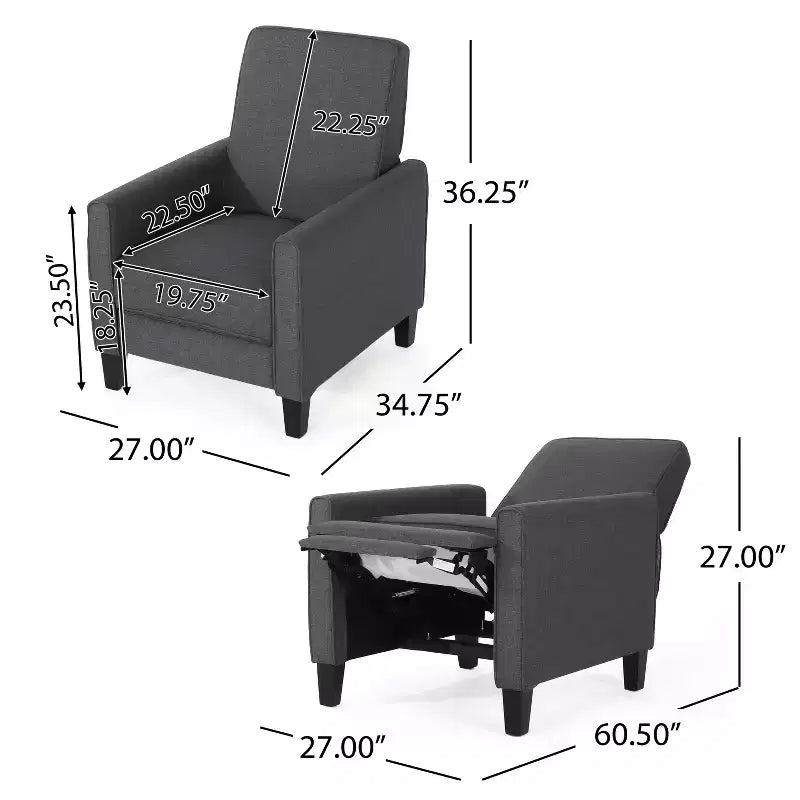 Fauteuils inclinables contemporains rembourrés à dossier poussoir