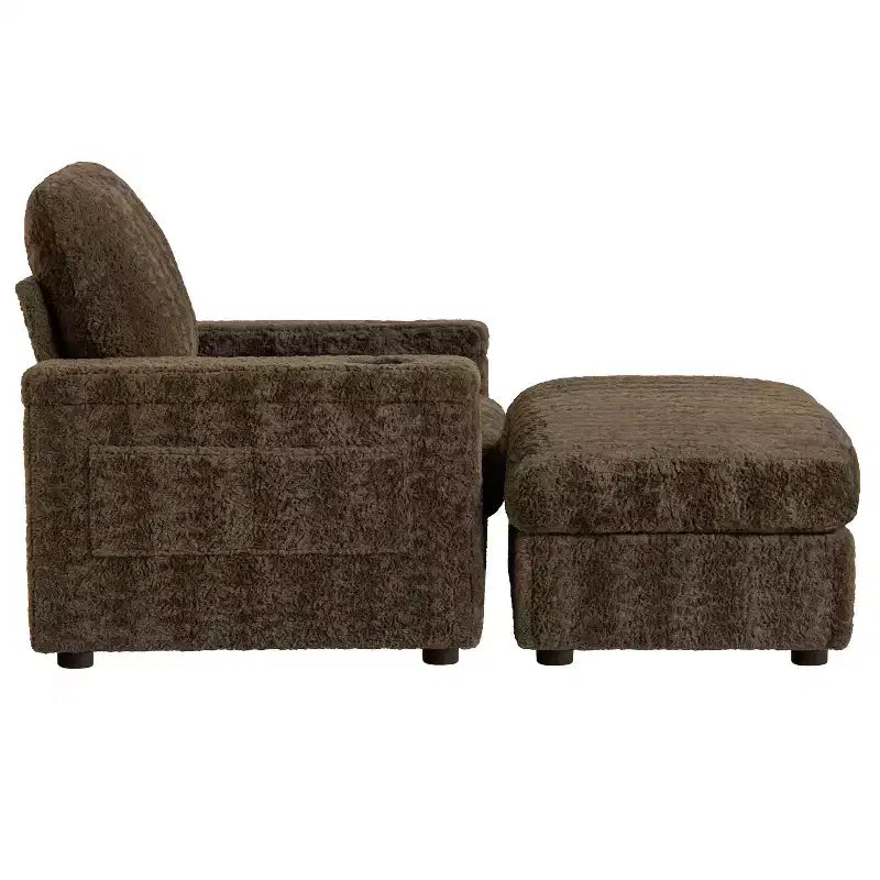 Chaise longue 42W, grand fauteuil d'appoint convertible en canapé-lit, chaise longue rembourrée avec pouf de rangement