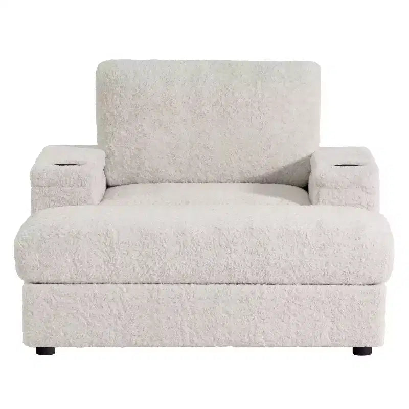 Chaise longue 42W, grand fauteuil d'appoint convertible en canapé-lit, chaise longue rembourrée avec pouf de rangement