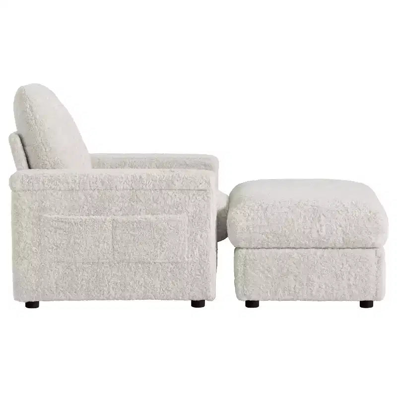 Chaise longue 42W, grand fauteuil d'appoint convertible en canapé-lit, chaise longue rembourrée avec pouf de rangement