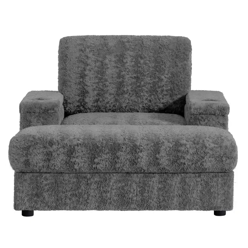 Chaise longue 42W, grand fauteuil d'appoint convertible en canapé-lit, chaise longue rembourrée avec pouf de rangement