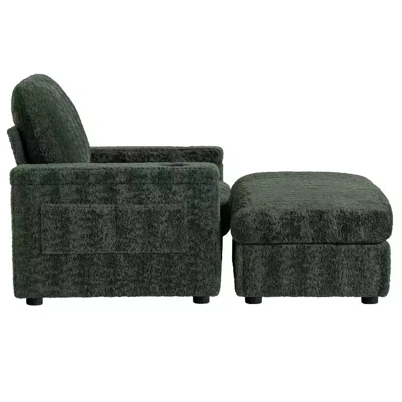 Chaise longue 42W, grand fauteuil d'appoint convertible en canapé-lit, chaise longue rembourrée avec pouf de rangement