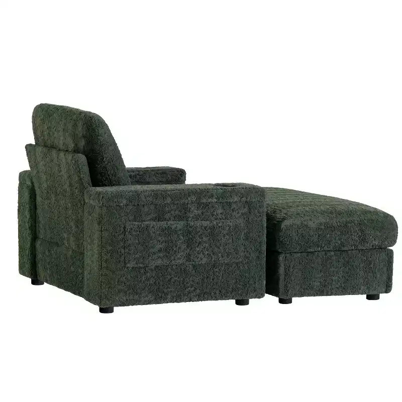 Chaise longue 42W, grand fauteuil d'appoint convertible en canapé-lit, chaise longue rembourrée avec pouf de rangement