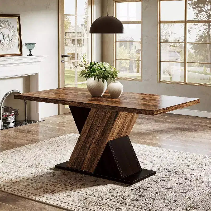 Table à manger rectangulaire style ferme de 55 pouces pour 4 à 6 personnes
