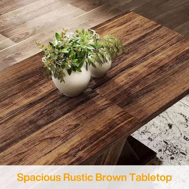 Table à manger rectangulaire style ferme de 55 pouces pour 4 à 6 personnes
