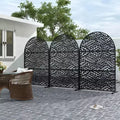 Spring Flow Leaf 01 Black Arched Galvanized Steel Screen