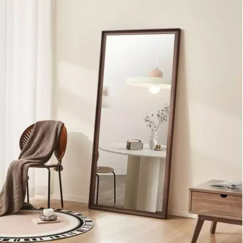 Faux Wooden Frame Wall Mirror: Vintage Full-Length, Stylish, Big &amp; Tall - Modern Home Decor