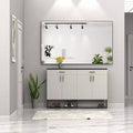 Miroir de salle de bain moderne surdimensionné avec cadre noir : Aluminium, montage mural, vertical/horizontal