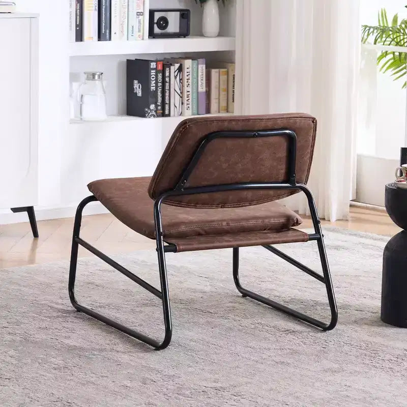 Chaise d'appoint à cadre en métal, fauteuil de salon de style minimaliste pour salon, chambre, bureau, appartement avec cadre en métal solide