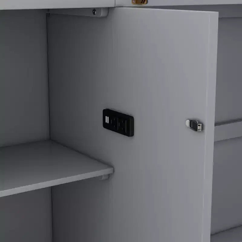 Lit escamotable au design moderne, se repliant dans une armoire avec étagères, tiroirs et ports USB, élégant et pratique