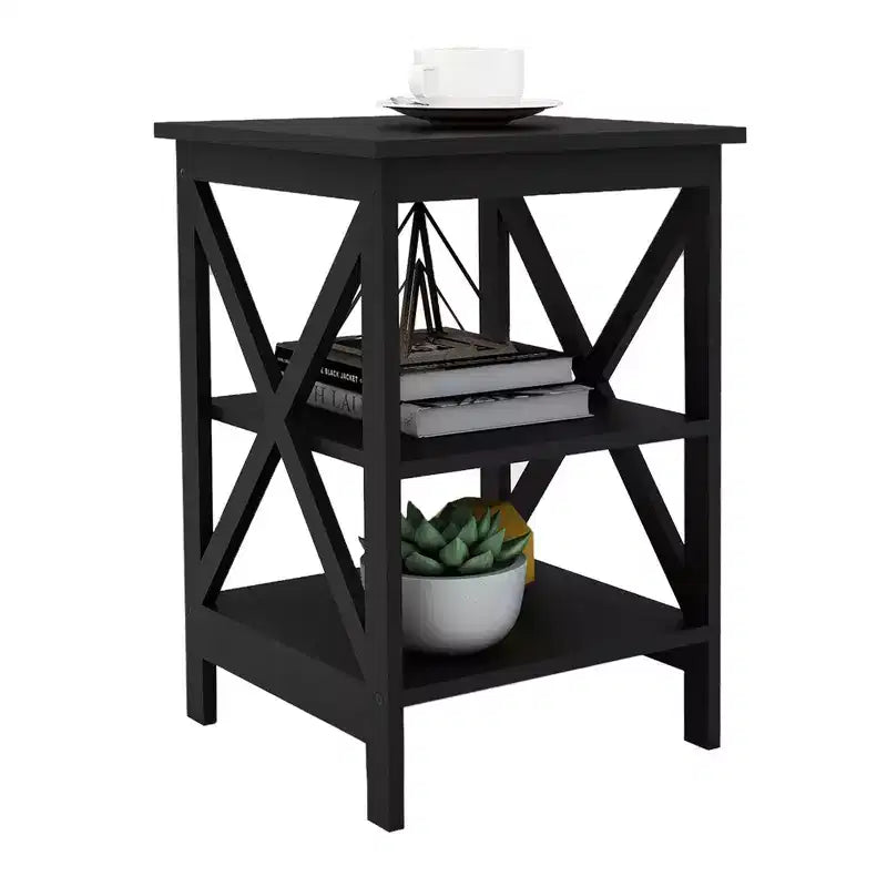 24 inch High Black Oxford Compact Side Table with MDF Material Legs