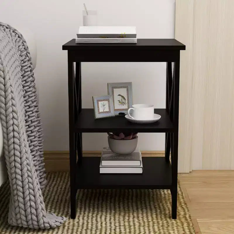 Table d'appoint compacte noire Oxford de 24 pouces de hauteur avec pieds en MDF