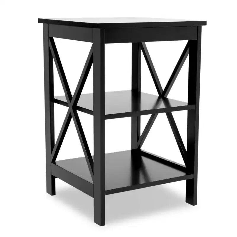 Table d'appoint compacte noire Oxford de 24 pouces de hauteur avec pieds en MDF