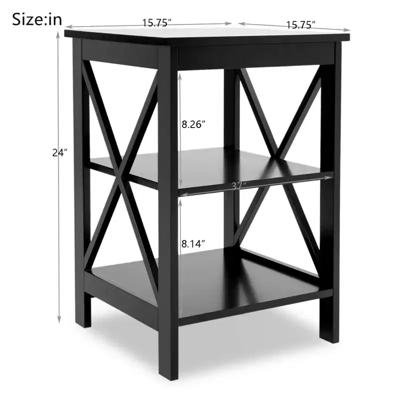 Table d'appoint compacte noire Oxford de 24 pouces de hauteur avec pieds en MDF