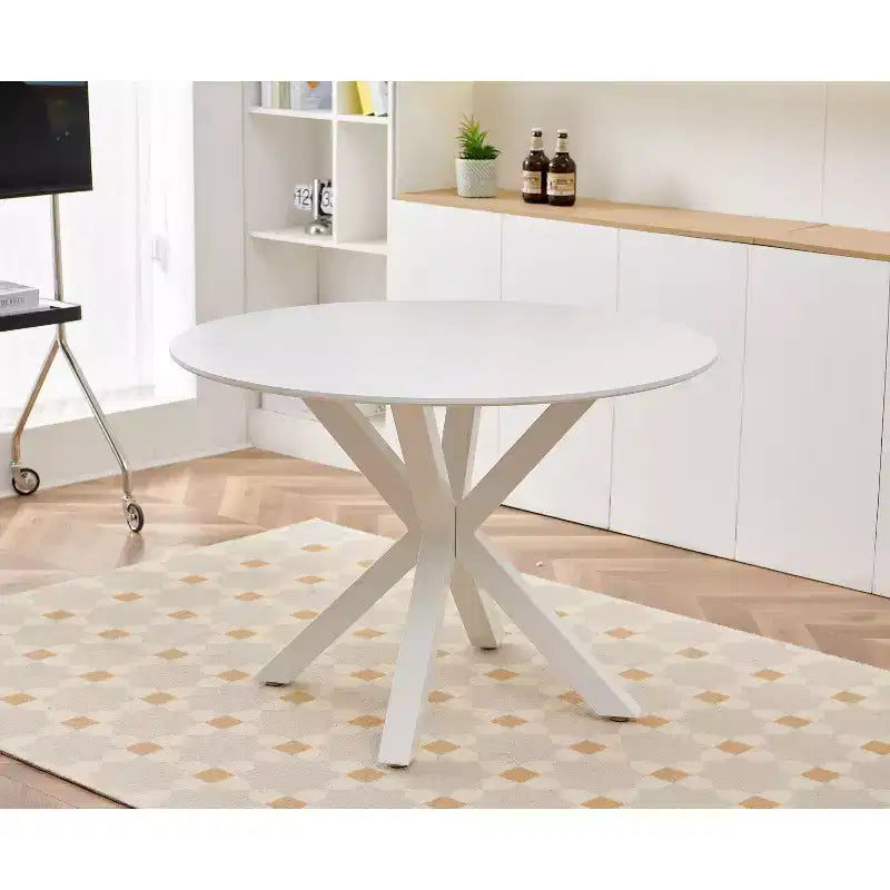 MAYEERTY Table 42.1in White Mid Century Pedestal Coffee Table Cross Leg