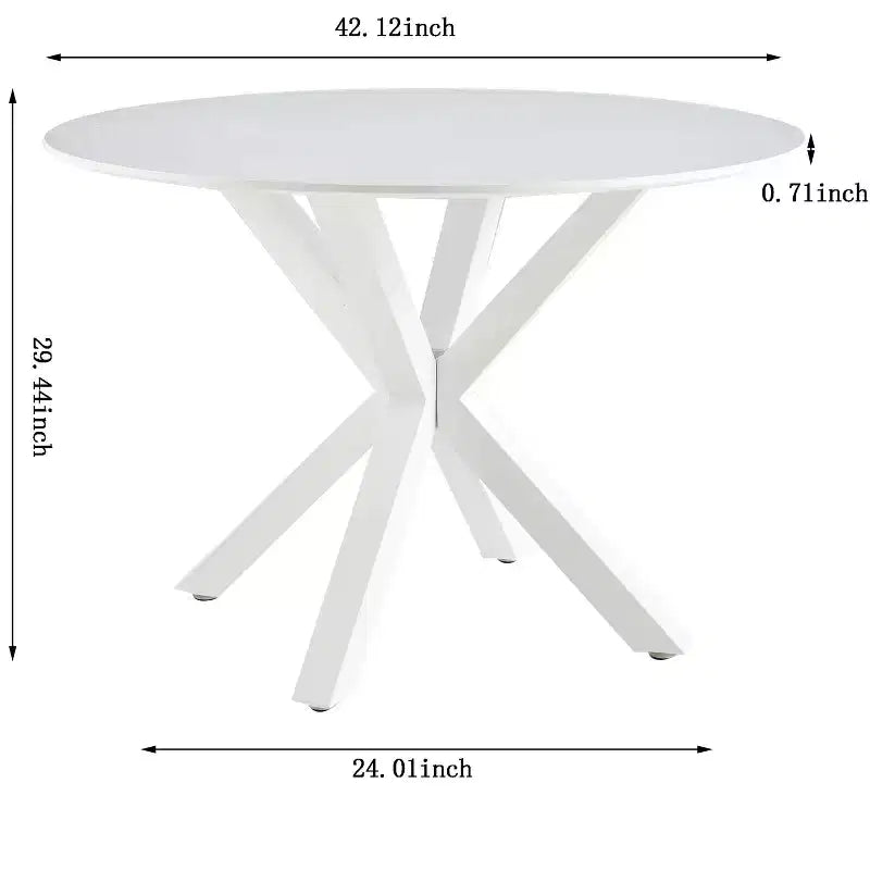 Table basse sur pied du milieu du siècle, blanche, 42,1 po, pattes croisées