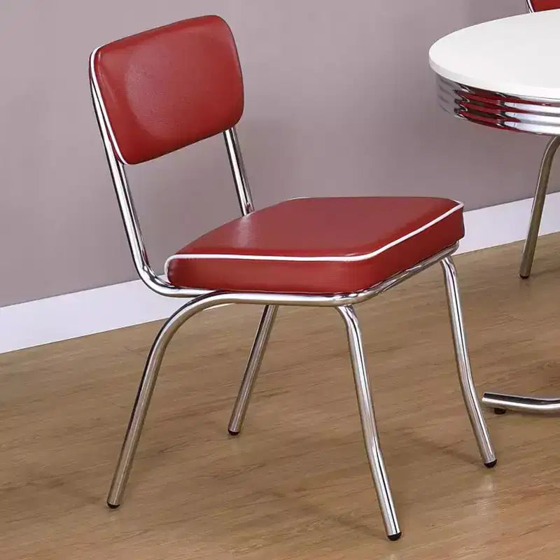 Lot de 2 chaises d'appoint en similicuir et métal rouges