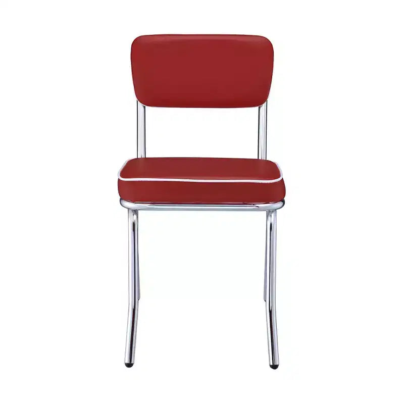 Lot de 2 chaises d'appoint en similicuir et métal rouges
