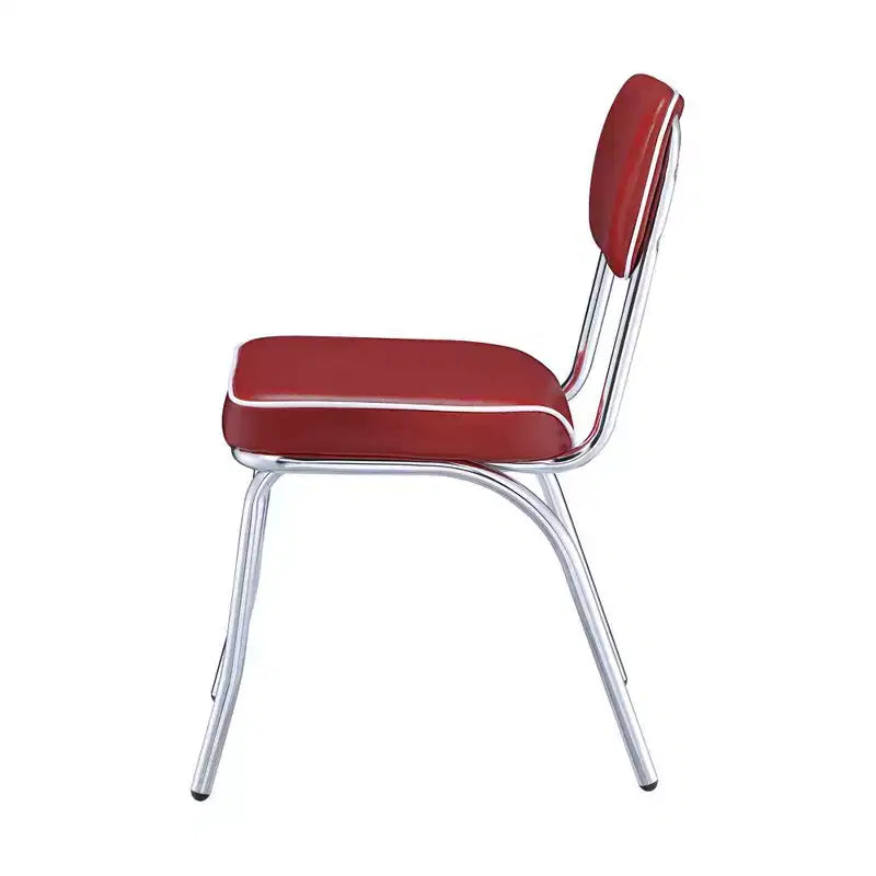 Lot de 2 chaises d'appoint en similicuir et métal rouges