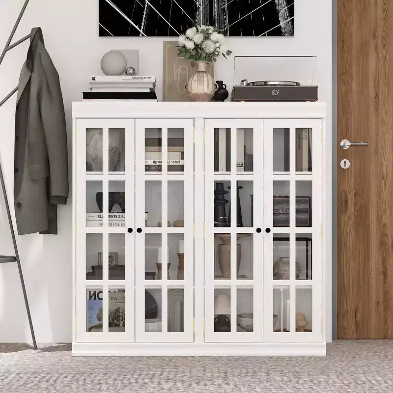 Famapy White Fashionable Tempered Glass Display Cabinet Unleash Your Home's Potential