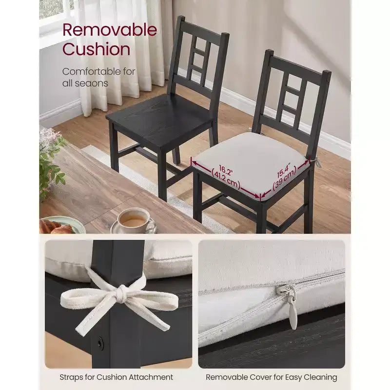 2 chaises de salle à manger avec coussin amovible, construction robuste pour salle à manger