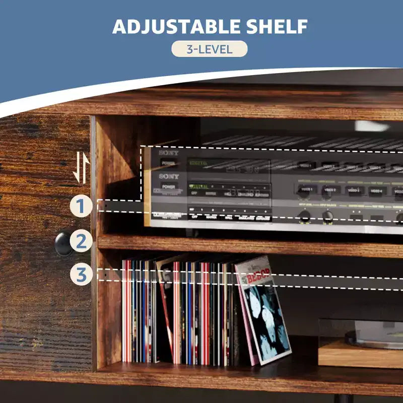 Le meuble TV en panneaux peut ranger des armoires noires, convient pour meuble TV de salon ou de bureau à domicile.