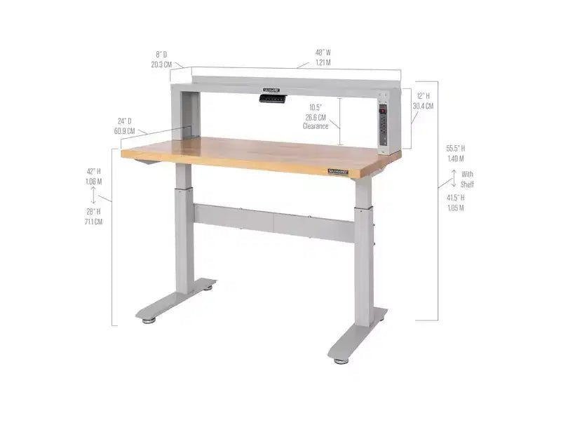 Table d'établi électrique à hauteur réglable, robuste, de 48 pouces