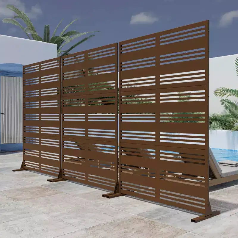 B-Style Wide/Narrow Louver Brown Steel Partition | 183H x 120W x 40D cm