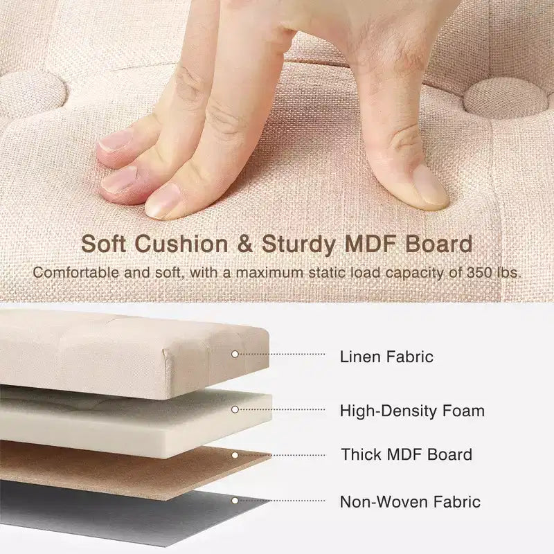 Petit tabouret repose-pieds capitonné, pouf repose-pieds rembourré avec pieds