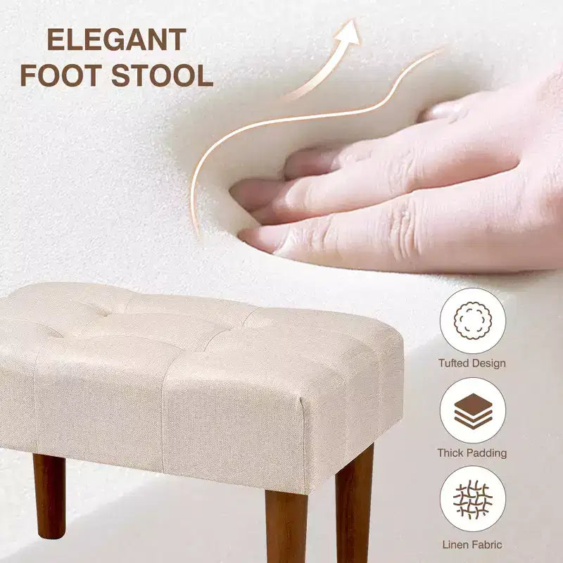 Petit tabouret repose-pieds capitonné, pouf repose-pieds rembourré avec pieds