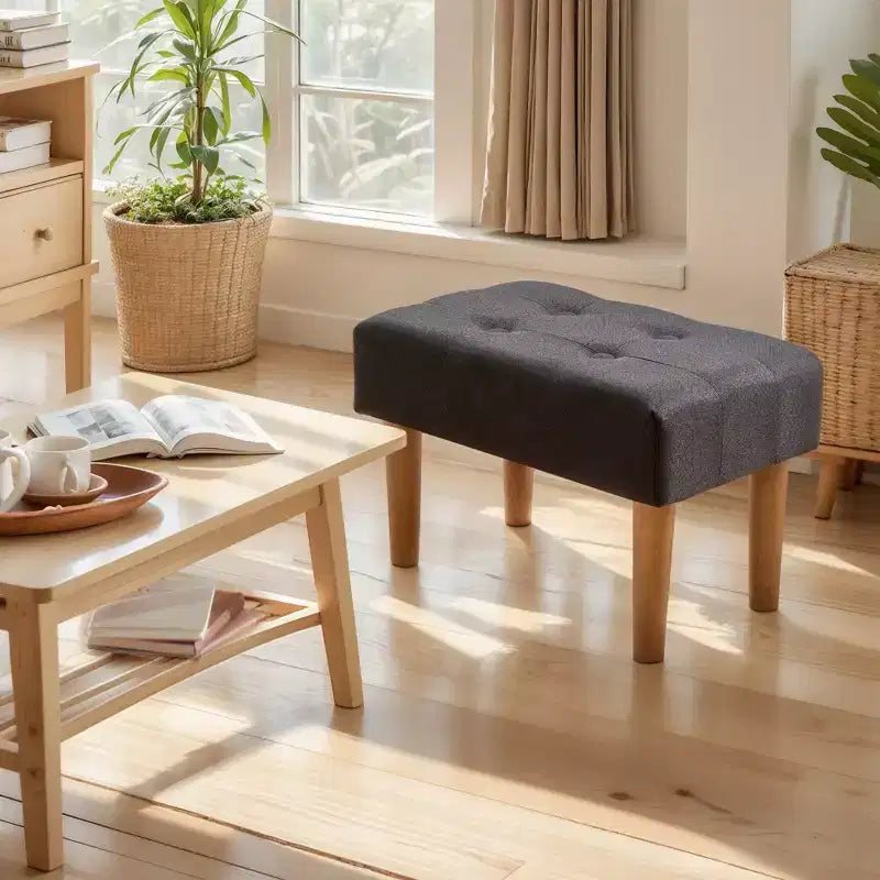 Petit tabouret repose-pieds capitonné, pouf repose-pieds rembourré avec pieds