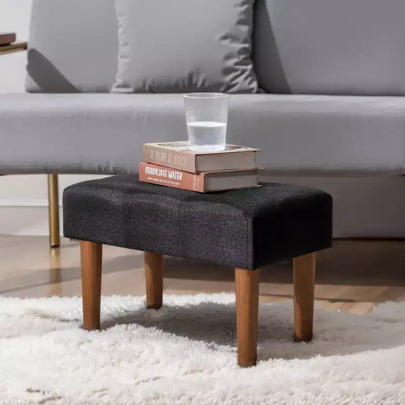Petit tabouret repose-pieds capitonné, pouf repose-pieds rembourré avec pieds