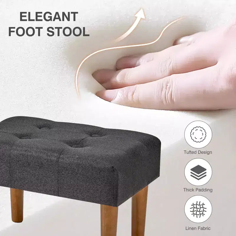 Petit tabouret repose-pieds capitonné, pouf repose-pieds rembourré avec pieds