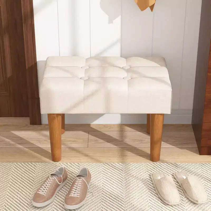 Petit tabouret repose-pieds capitonné, pouf repose-pieds rembourré avec pieds