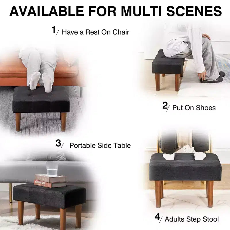 Petit tabouret repose-pieds capitonné, pouf repose-pieds rembourré avec pieds
