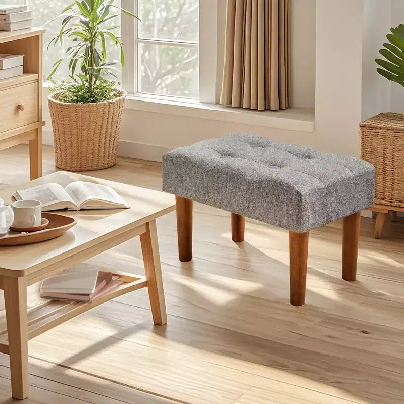 Petit tabouret repose-pieds capitonné, pouf repose-pieds rembourré avec pieds